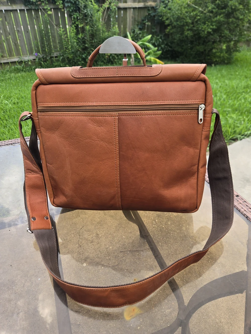 Men's Tan Leather Crossbody Bag - Classic Laptop Briefcase